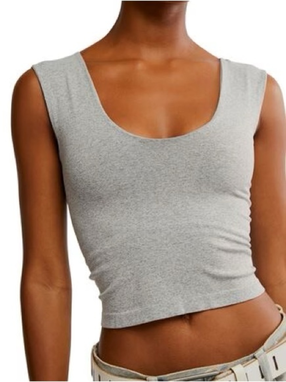 Free People Intimately Clean Lines Muscle Cami Gray Reversible